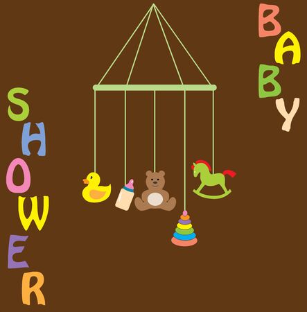 vector illustration of baby shower card with toysのイラスト素材