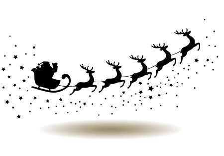vector illustration of flying Santa Claus with deerのイラスト素材