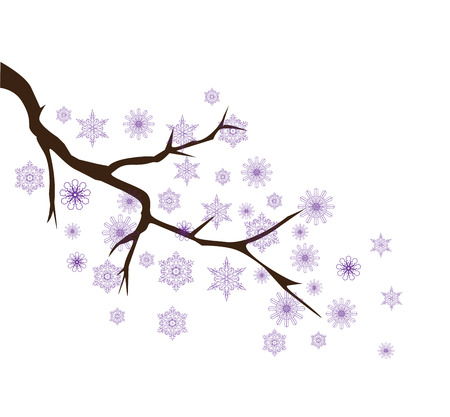 vector illustration of a tree branch with snowflakesのイラスト素材