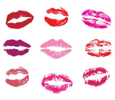 vector illustration of lipstick kisses isolated on white backgroundのイラスト素材