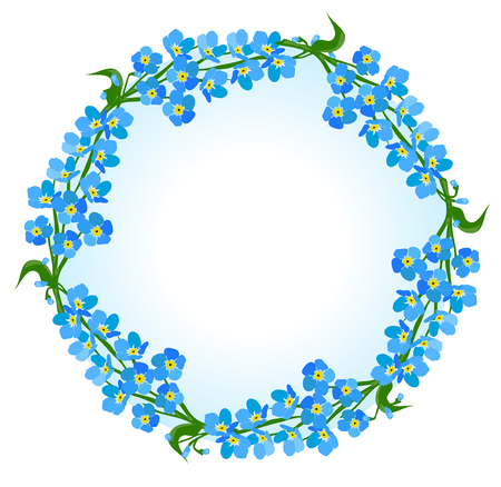 vector illustration of a forget me not floral frameのイラスト素材