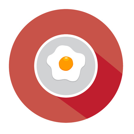 vector illustration of fried egg on plate flat iconのイラスト素材
