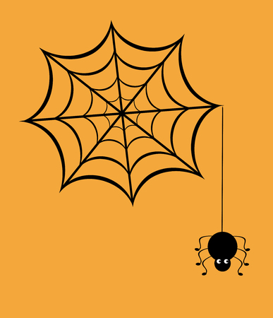 vector illustration of a spider on the web.のイラスト素材