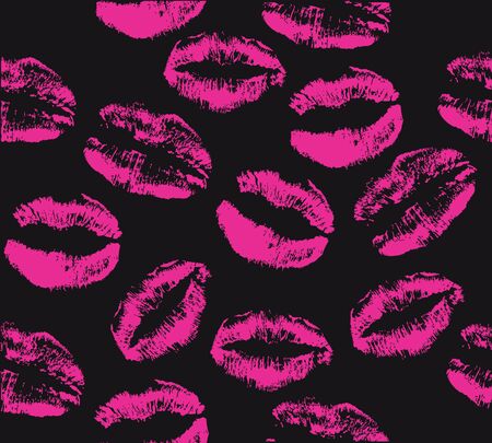 vector illustration of lipstick kisses seamless background. valentines day pattern. great for wallpaper, wrapping paper, textile.のイラスト素材
