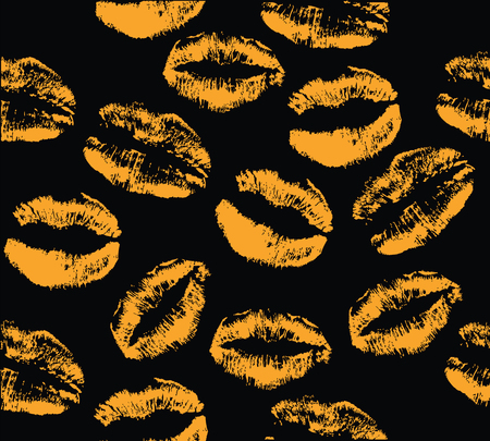 vector illustration of lipstick kisses seamless background. valentines day pattern. great for wallpaper, wrapping paper, textile.のイラスト素材