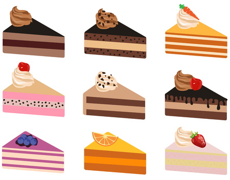 vector illustration of delicious cake slices isolated on white backgroundのイラスト素材