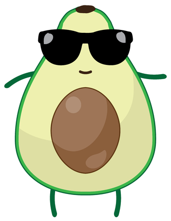 vector illustration of an avocado fruit wearing sunglassesのイラスト素材