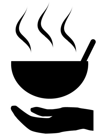 Vector illustration of design giving food for the poor and refugees. food sharing icon emblem feeding people. for charity and volunteer organizationsのイラスト素材