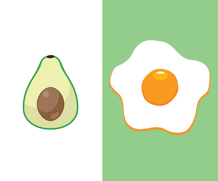 vector illustration of avocado and egg background. food background. healthy eating.のイラスト素材