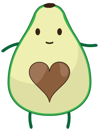 vector illustration of an avocado fruit with a heartのイラスト素材