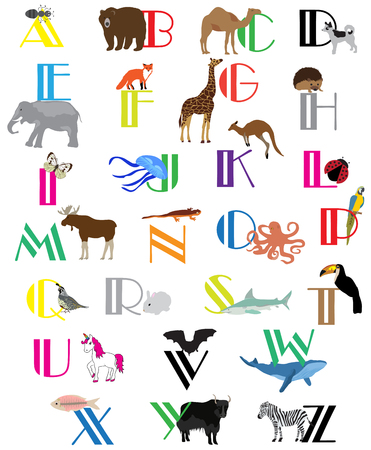 Alphabet letters with animals.のイラスト素材
