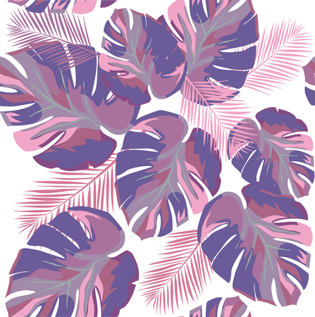 vector illustration of ultra violet palm leaves seamless background.のイラスト素材