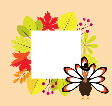 Fall Thanksgiving day frame with a turkeyのイラスト素材