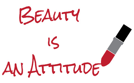 Beauty is an attitude text with red lipstick.のイラスト素材