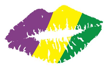 vector illustration of a mardi gras lipstick kiss.のイラスト素材
