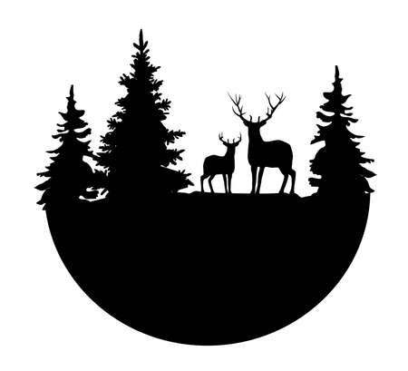 vector illustration of a logo. Forest, deer logo concept.のイラスト素材