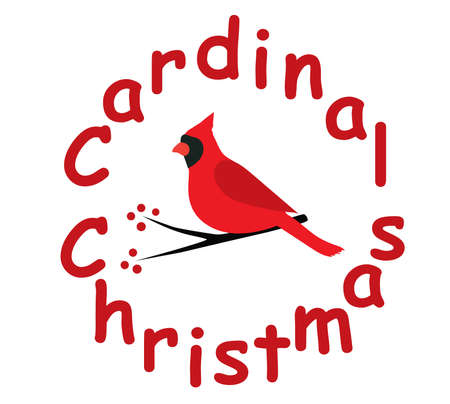vector illustration of a cardinal bird, Christmas backgroundのイラスト素材