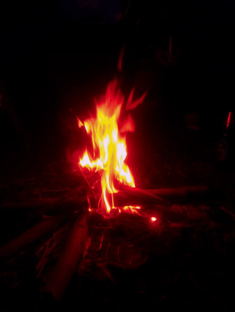 red flames were burning in the dark.の写真素材
