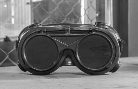 Goggles of a factory workerの写真素材