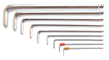 hexagon kit tool or allen wrench set on white backgroundの写真素材