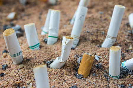 Pile of cigarette butts
