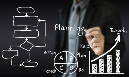 business man writing concept of business process improveの写真素材