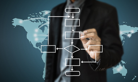 business man writing concept of business process improveの写真素材