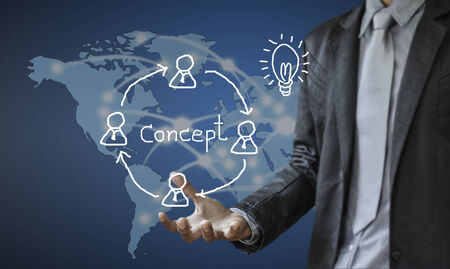 business man writing concept of business process improveの写真素材