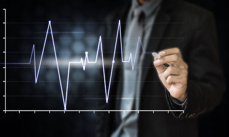 businessman hand working with new modern computer and business strategy as conceptの写真素材