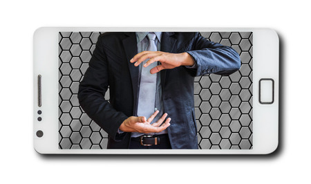 Business concept on mobile phonesの写真素材