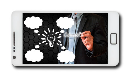 Business concept on mobile phonesの写真素材