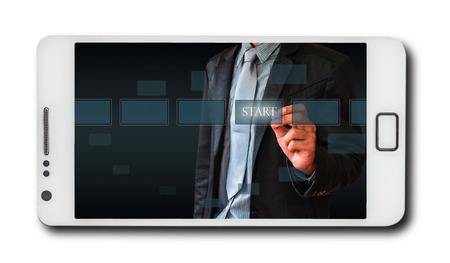 Business concept on mobile phonesの写真素材