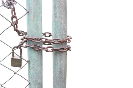 Old fence and door Isolated white background.の写真素材