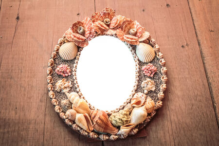 Frame picture made from shells.の写真素材