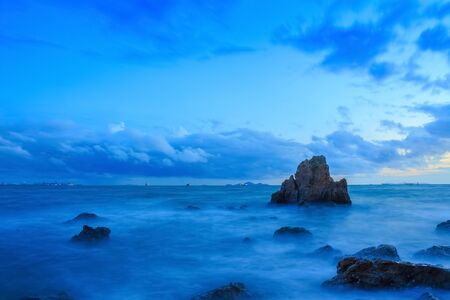 long exposure of sea and rocksの写真素材