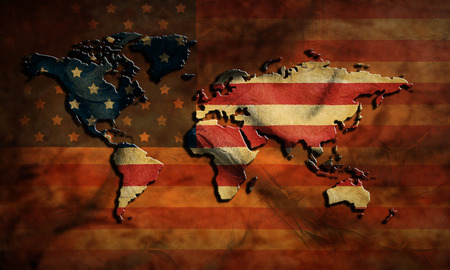 grunge USA map and flagの写真素材