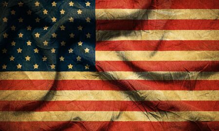 Closeup of grunge American flag vintage