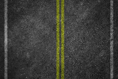 Asphalt Road Texture with White Stripes and yellowの写真素材