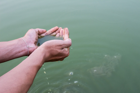 water hands with droughtの写真素材
