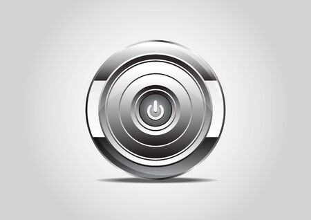 Power on button. Realistic metallic engine icon with gradient. Isolated.の写真素材