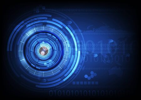 blue eye ball abstract cyber future technology concept background, illustration.の写真素材
