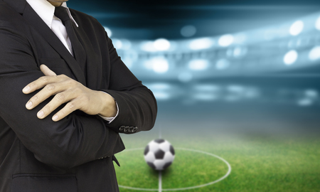 soccer manager in the stadiumの写真素材