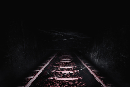 Dark tunnel of the railwayの写真素材