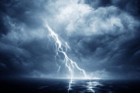 Lightning storm over Black sea nearの写真素材