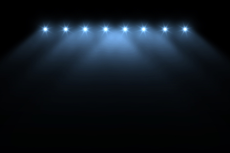 blue spotlight smoke studio entertainment background.の写真素材