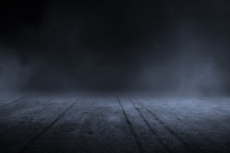 Creative blurry outdoor asphalt background with mistの写真素材