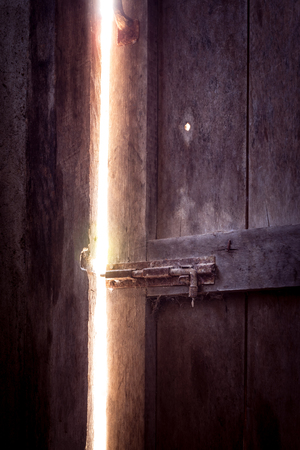 Old open door lightの写真素材