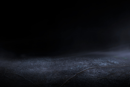 Cement floor with vine and smoke at night backgroundの写真素材