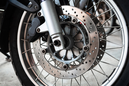 Motorcycle wheels close upの写真素材