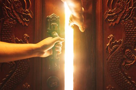 Hand open door light conceptのeditorial素材